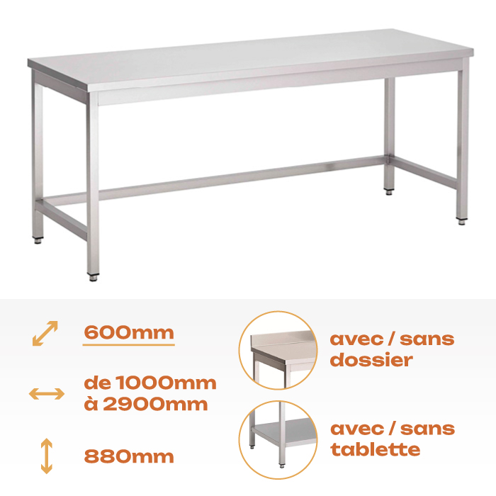 Tables Aisi 304 – 600mm