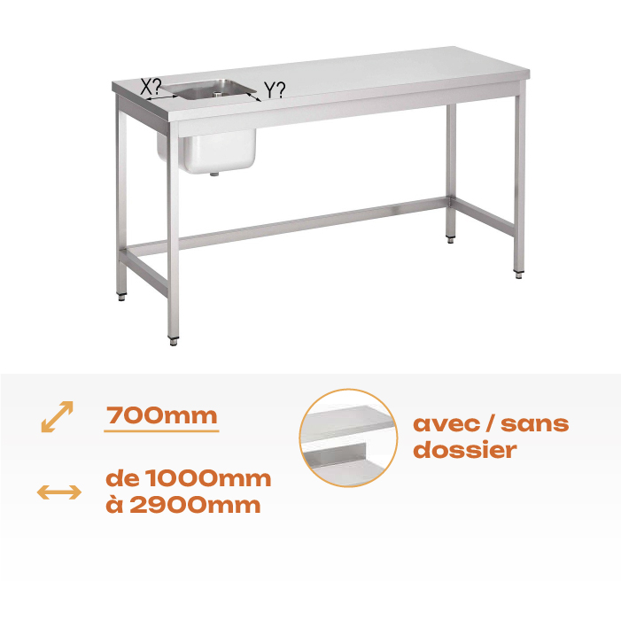 Tables du chef Aisi 304 – 700mm