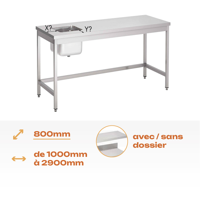 Tables du chef Aisi 304 – 800mm