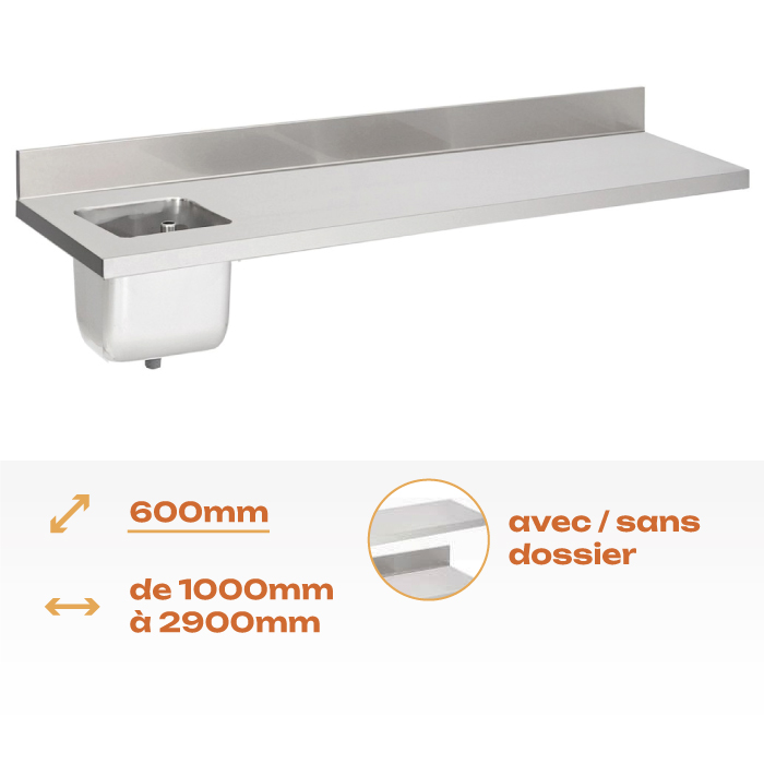 Tablettes du chef Aisi 304 – 600mm